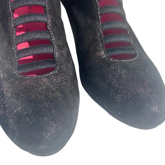 Pas De Rouge Metallic Black Iridescent Ankle Bootie Steampunk Women’s Size 5 - Picture 4 of 13